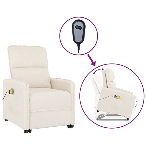 vidaXL Zvedací masážní křeslo béžové látka z mikrovlákna