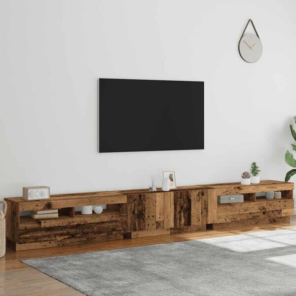 vidaXL TV stolek s LED old wood 300x35x40 cm kompozitní dřevo