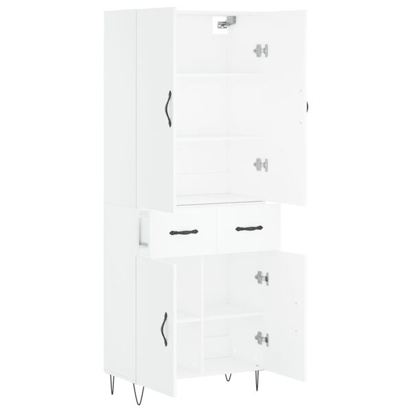 vidaXL Skř&iacute;ň highboard b&iacute;l&aacute; 69,5 x 34 x 180 cm kompozitn&iacute; dřevo