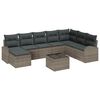 vidaXL Set pohovek s pol&scaron;t&aacute;řem s &uacute;loži&scaron;těm 9 pcs &Scaron;ed&aacute; polyratan