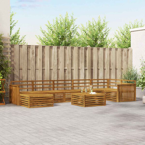 vidaXL Sedac&iacute; soupravy 8 pcs Př&iacute;rodn&iacute; Masivn&iacute; ak&aacute;tov&eacute; dřevo