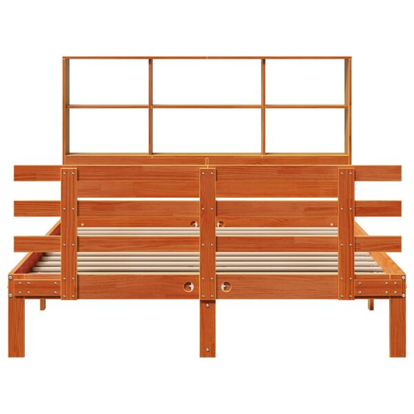 vidaXL Postel s knihovnou bez matrace 140 x 190 cm masivn&iacute; borovice
