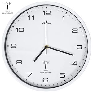 vidaXL R&aacute;diem ř&iacute;zen&eacute; n&aacute;stěnn&eacute; hodiny se strojkem Quartz 31 cm b&iacute;l&eacute;