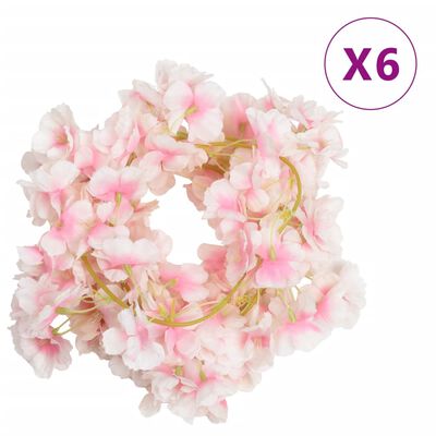 vidaXL Umělé květinové girlandy 6 ks světle růžové 180 cm