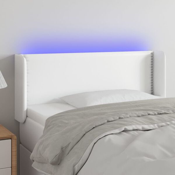 vidaXL Čelo postele s LED b&iacute;l&eacute; 83 x 16 x 78/88 cm uměl&aacute; kůže