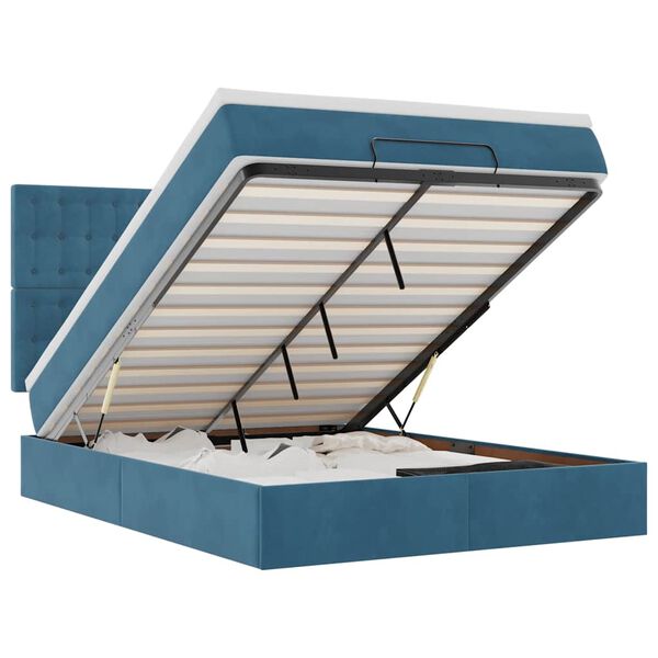 vidaXL Osmansk&yacute; r&aacute;m postele s matracemi tmavě modr&aacute; 140x200cm samet