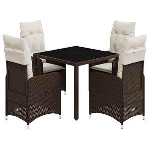 vidaXL 5d&iacute;ln&yacute; zahradn&iacute; bistro set s podu&scaron;kami hněd&yacute; polyratan