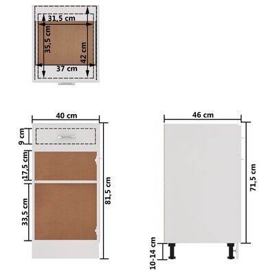 vidaXL Spodní skříňka se zásuvkou bílá 40 x 46 x 81,5 cm dřevotříska
