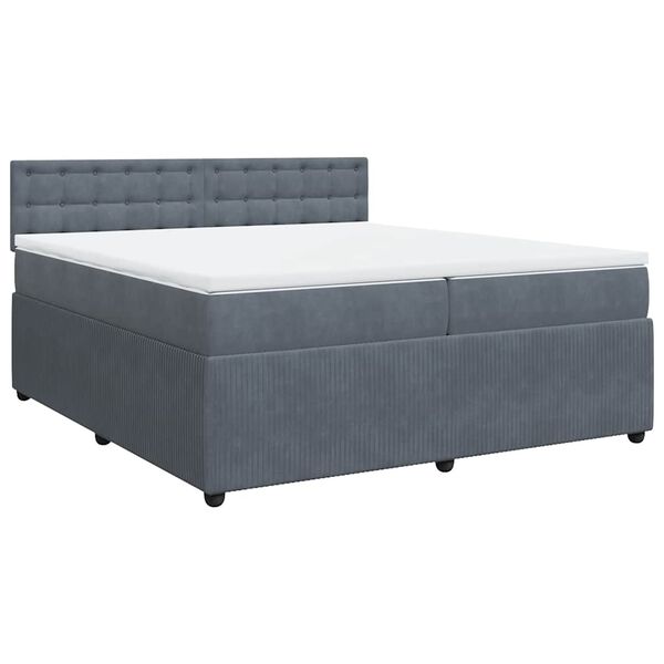 vidaXL Box spring postel s matrac&iacute; tmavě &scaron;ed&aacute; 200x200 cm samet