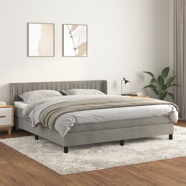 vidaXL Box spring postel s matrac&iacute; světle &scaron;ed&aacute; 160x200 cm samet