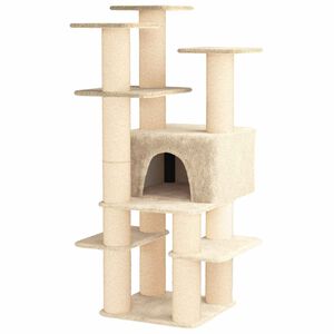 vidaXL Kočič&iacute; strom se &scaron;krabac&iacute;mi sloupky sisal Kr&eacute;mov&aacute; 161 cm