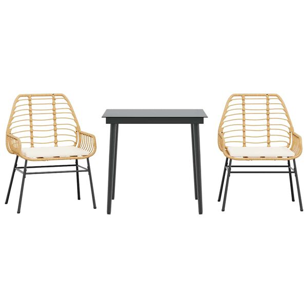 vidaXL 3d&iacute;ln&yacute; zahradn&iacute; j&iacute;deln&iacute; set s podu&scaron;kami hněd&yacute; polyratan sklo