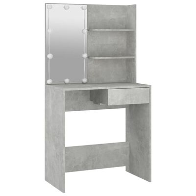 vidaXL Toaletní stolek s LED betonově šedý 74,5 x 40 x 141 cm