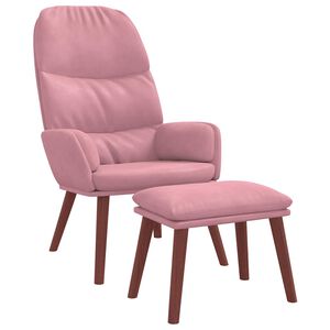 vidaXL Relaxačn&iacute; křeslo s podnožkou růžov&eacute; samet
