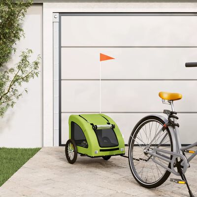 vidaXL Vozík za kolo pro psa zelený oxfordská tkanina a železo