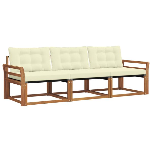 vidaXL Venkovn&iacute; pohovkov&aacute; souprava 3 pcs Přirozen&aacute; a Kr&eacute;mov&aacute;