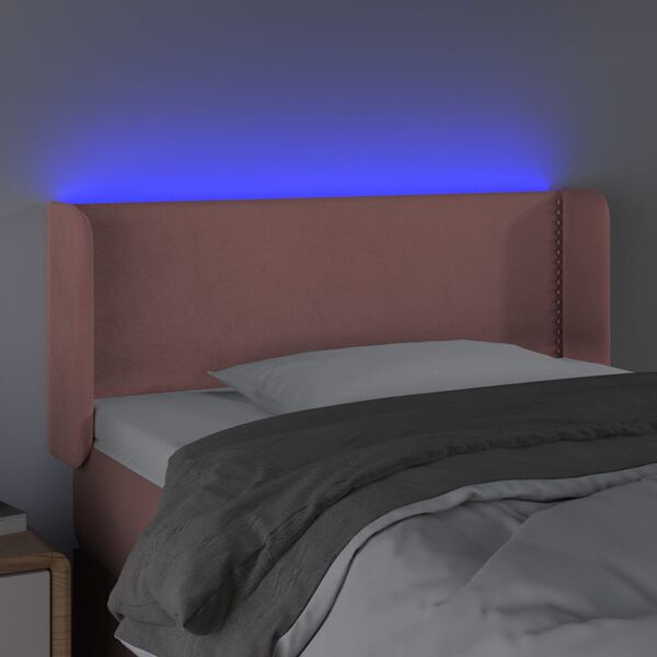 vidaXL Čelo postele s LED růžov&eacute; 103 x 16 x 78/88 cm samet