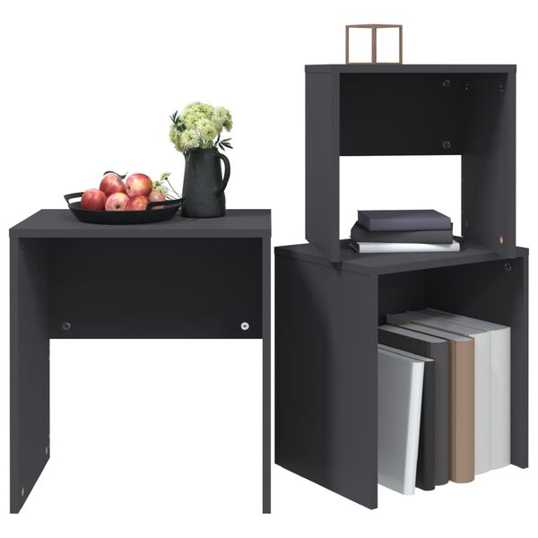 vidaXL Hn&iacute;zdov&eacute; konferenčn&iacute; stolky 3 ks &scaron;ed&eacute; dřevotř&iacute;ska