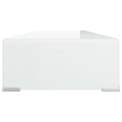 vidaXL TV stolek / podstavec na monitor sklo bílá 90x30x13 cm
