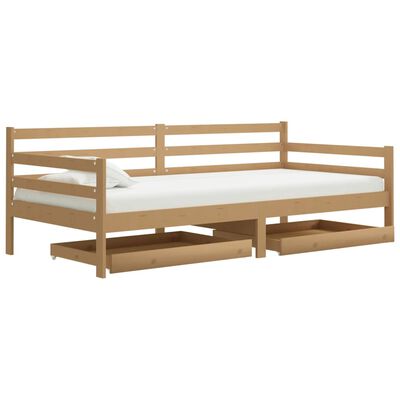 vidaXL Denní postel se zásuvkami 90x200 cm medová masivní borové dřevo