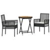 vidaXL Zahradní bistro set 3 pcs Černá Poly ratan