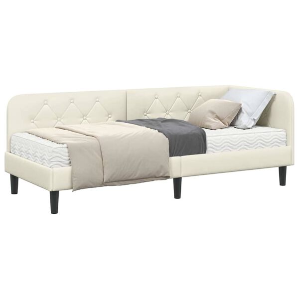 vidaXL Rohov&yacute; r&aacute;m postele s matrac&iacute; s čelo Kr&eacute;mov&aacute; 80 x 200 cm samet