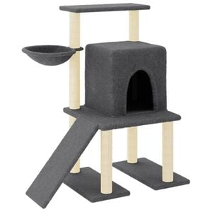 vidaXL &Scaron;krabadlo pro kočky se sisalov&yacute;mi sloupky tmavě &scaron;ed&eacute; 96,5 cm