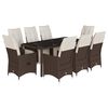 vidaXL 9d&iacute;ln&yacute; zahradn&iacute; bistro set s podu&scaron;kami hněd&yacute; polyratan
