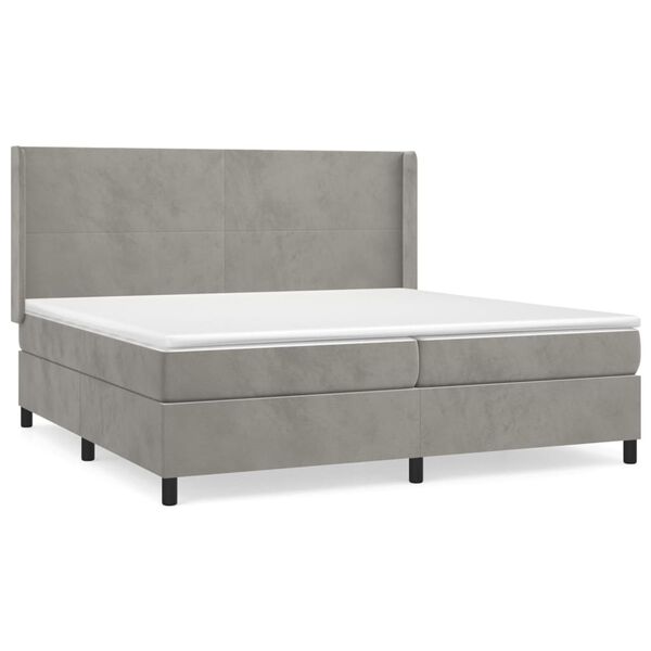 vidaXL Box spring postel s matrac&iacute; světle &scaron;ed&aacute; 200x200 cm samet