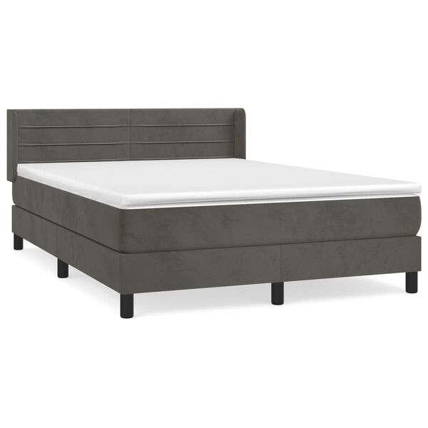 vidaXL Box spring postel s matrac&iacute; tmavě &scaron;ed&yacute; 140 x 190 cm samet