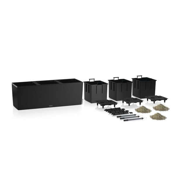 LECHUZA Truhlík TRIO Stone 30 ALL-IN-ONE grafitově černý