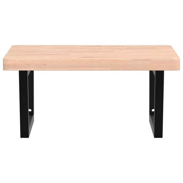 vidaXL Deska pod umyvadlo n&aacute;stěnn&aacute; ocel a masivn&iacute; bukov&eacute; dřevo