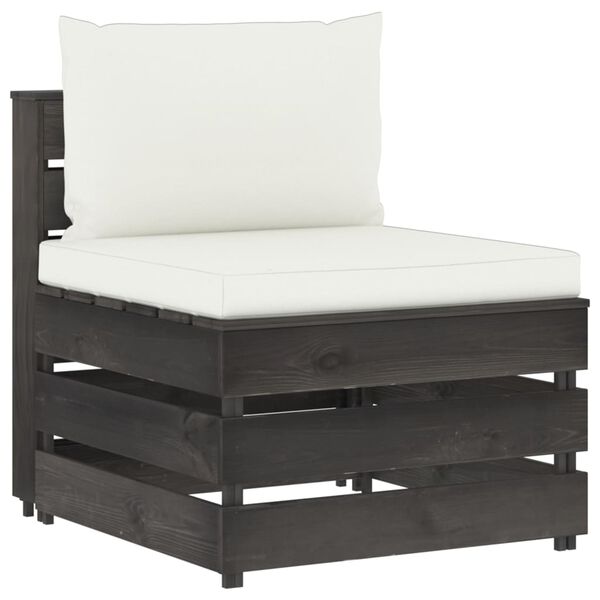 vidaXL Dílčí středová pohovka s poduškami šedě impregnované dřevo