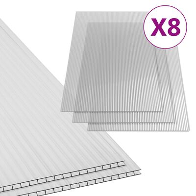 vidaXL Polykarbonátové desky 8 ks 4 mm 121 x 60 cm