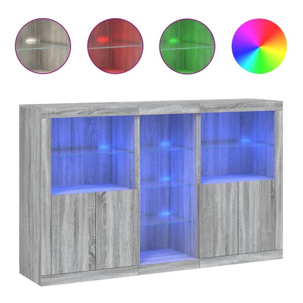 vidaXL Př&iacute;born&iacute;k s LED osvětlen&iacute;m &scaron;ed&yacute; sonoma 162 x 37 x 100 cm