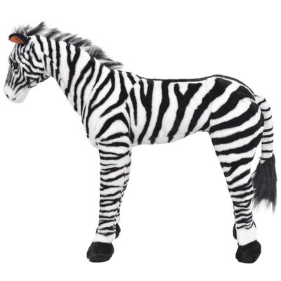 vidaXL Stojící plyšová hračka zebra černá a bílá XXL