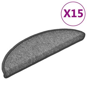 vidaXL Schodov&eacute; rohože 15 ks 56 x 17 x 3 cm tmavě &scaron;ed&eacute;, půlkulat&eacute;