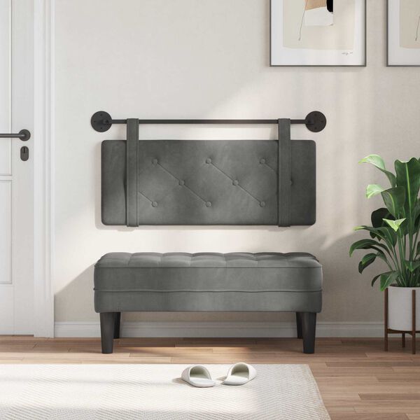 vidaXL Z&aacute;věsn&aacute; čeln&iacute; deska N&aacute;stěnn&yacute; Tmavě &scaron;ed&aacute; 110 x 55 x 5 cm samet