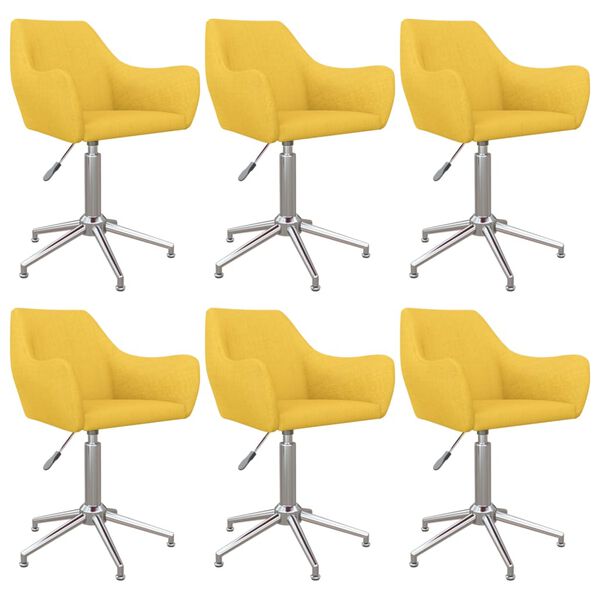 vidaXL Otočn&eacute; j&iacute;deln&iacute; židle 6 ks žlut&eacute; textil