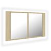 vidaXL LED koupelnov&eacute; zrcadlo dub sonoma 80 x 12 x 45 cm akrylov&eacute;