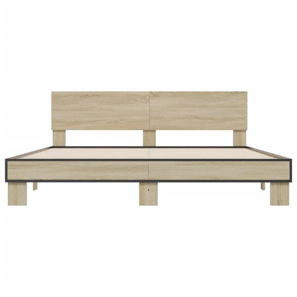 vidaXL R&aacute;m postele dub sonoma 180 x 200 cm kompozitn&iacute; dřevo a kov