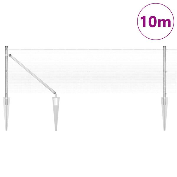 vidaXL Plotov&yacute; sloupek. Stř&iacute;brn&aacute; 10 x 0,8 m (12 x 12 mm s&iacute;ť) Ocel