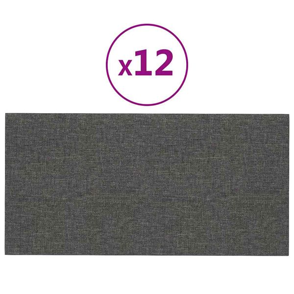 vidaXL N&aacute;stěnn&eacute; panely 12 ks tmavě &scaron;ed&eacute; 30 x 15 cm textil 0,54 m&sup2;