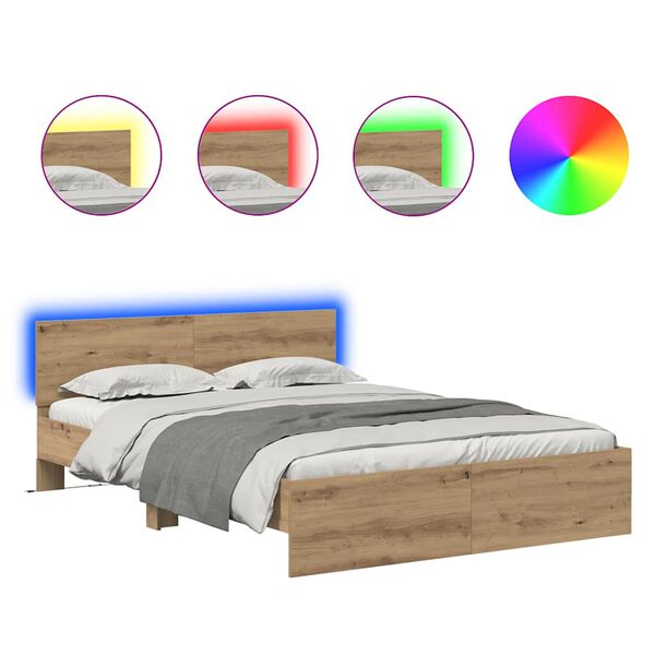 vidaXL R&aacute;m postele s čelo Artisanov&yacute; dub 150 x 200 cm kompozitn&iacute; dřevo