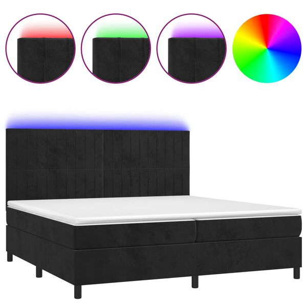 vidaXL Box spring postel s matrac&iacute; a LED čern&aacute; 200x200 cm samet