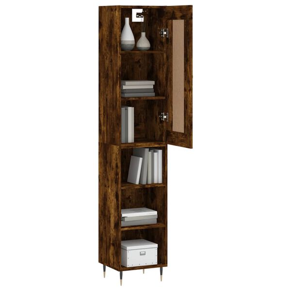 vidaXL Skř&iacute;ň highboard kouřov&yacute; dub 34,5 x 34 x 180 cm kompozitn&iacute; dřevo