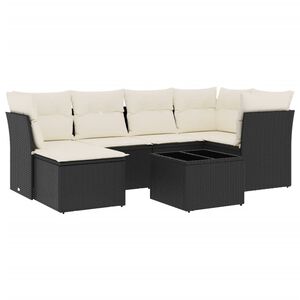 vidaXL 7d&iacute;ln&aacute; zahradn&iacute; sedac&iacute; souprava s podu&scaron;kami čern&aacute; polyratan