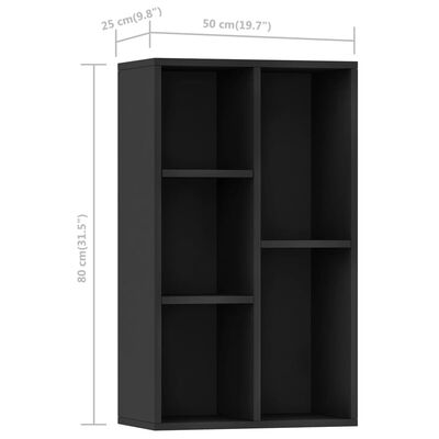 vidaXL Knihovna/příborník černá 50 x 25 x 80 cm dřevotříska