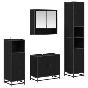 vidaXL Sada koupelnov&eacute;ho n&aacute;bytku 4 pcs Čern&yacute; dub kompozitn&iacute; dřevo