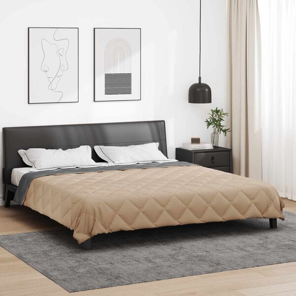vidaXL Letn&iacute; přikr&yacute;vka Antracitov&aacute; a taupe 220 x 200 cm Mikrovl&aacute;kno